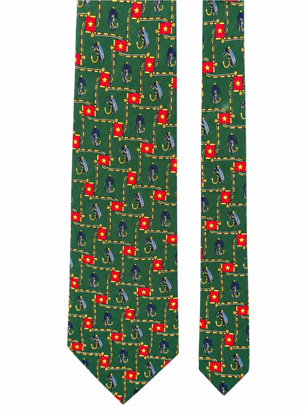 Tommy Bahama Green Novelty Tie with Red & Navy Motifs